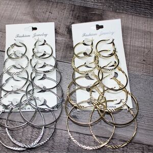 Elegant Silver and Gold Hoop Earrings Set